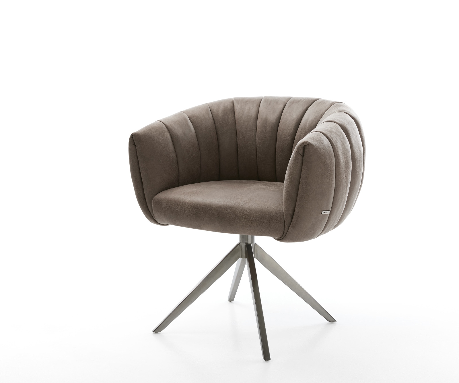 DELIFE Drehstuhl Jada-Flex Mikrofaser Taupe Vintage Kreuzgestell breit Graphit 360° drehbar Wippfunktion Taschenfederkern, Esszimmerstühle Image