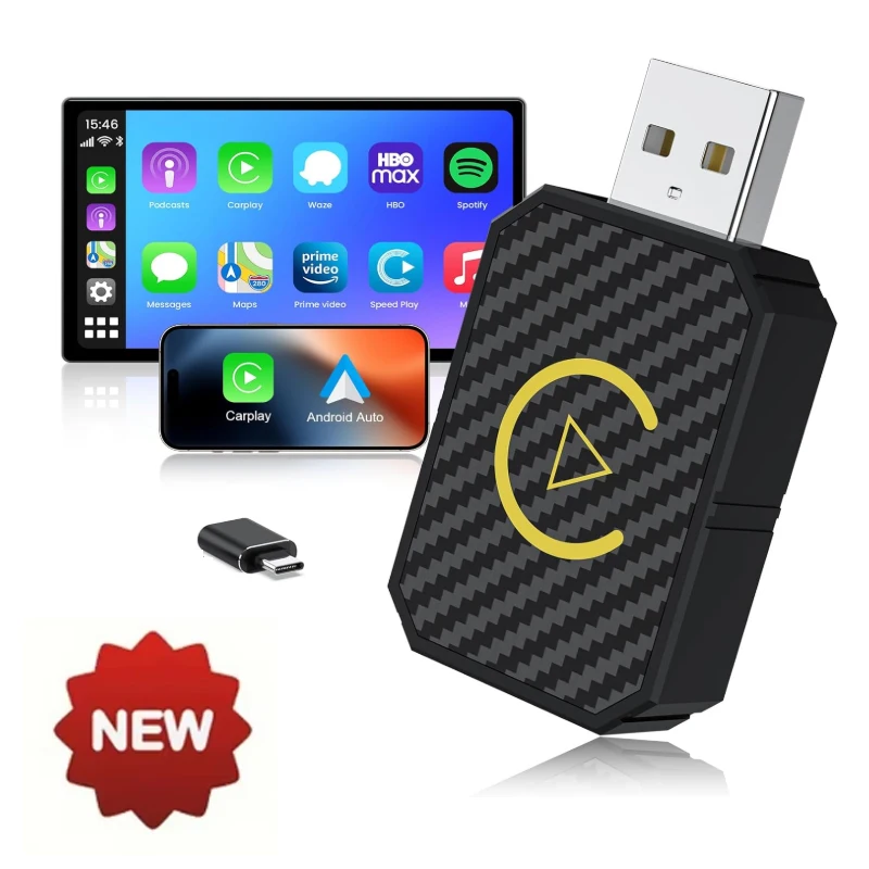 2-in-1 NEUER kabelloser CarPlay Android Auto Adapter USB Dongle Smart Mini Box Bluetooth Wifi Plug And Play für OEM Autoradio Image