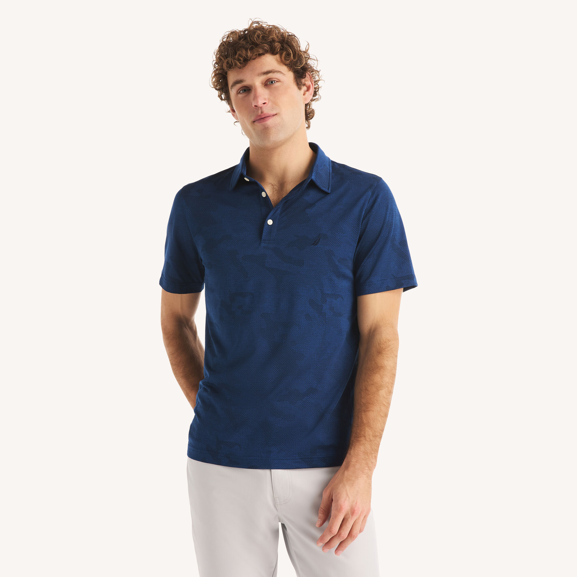 Nautica Men's Camouflage Performance Polo 482 (Stellar Blue Heather), L