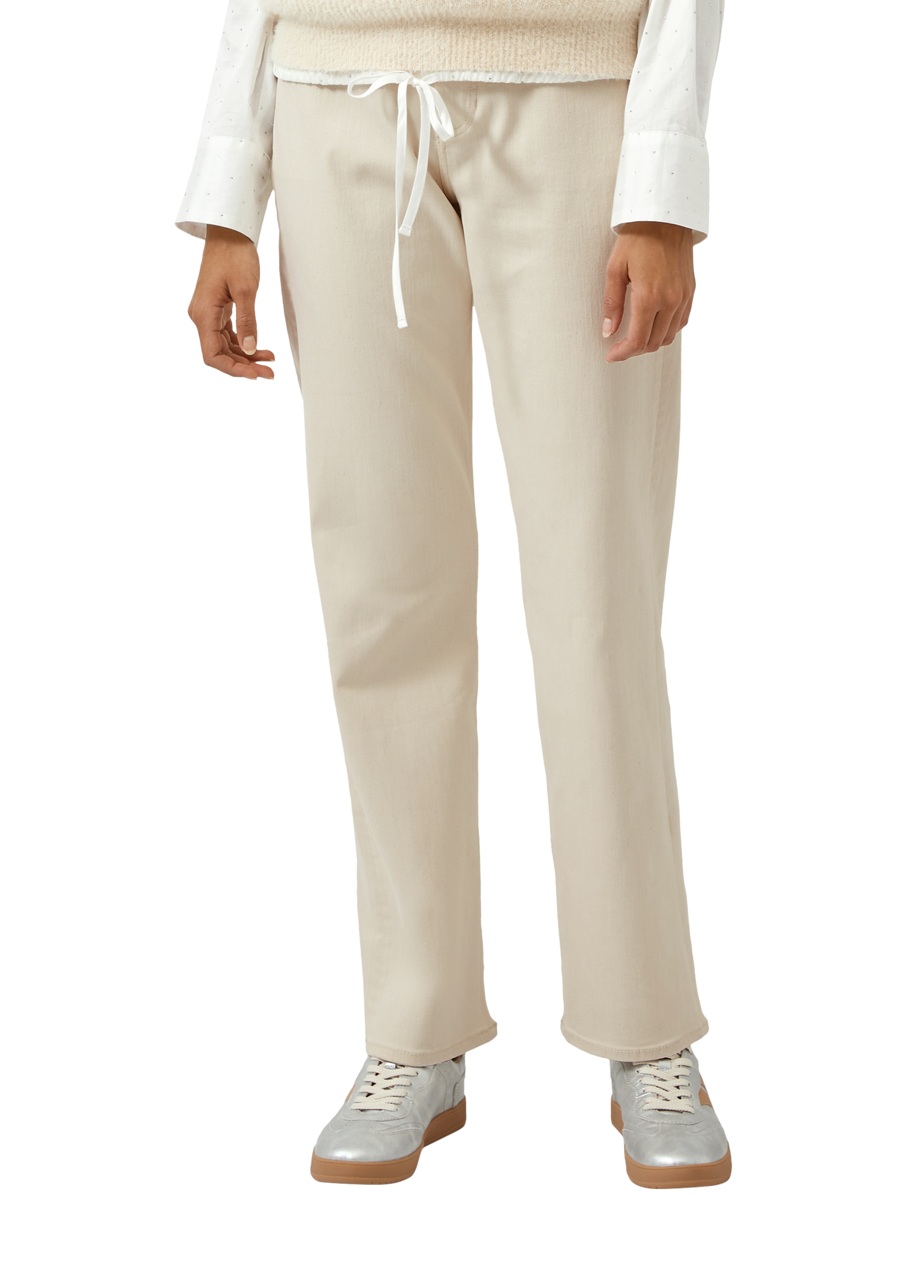 5-Pocket-Jeans S.OLIVER "KAROLIN", Damen, Gr. 46, Länge 30, beige, Denim/Jeans, Obermaterial: 92% Baumwolle, 6% Polyester, 2% Elasthan, unifarben, normal lang, Jeans 5-Pocket-Jeans, mit Stretch