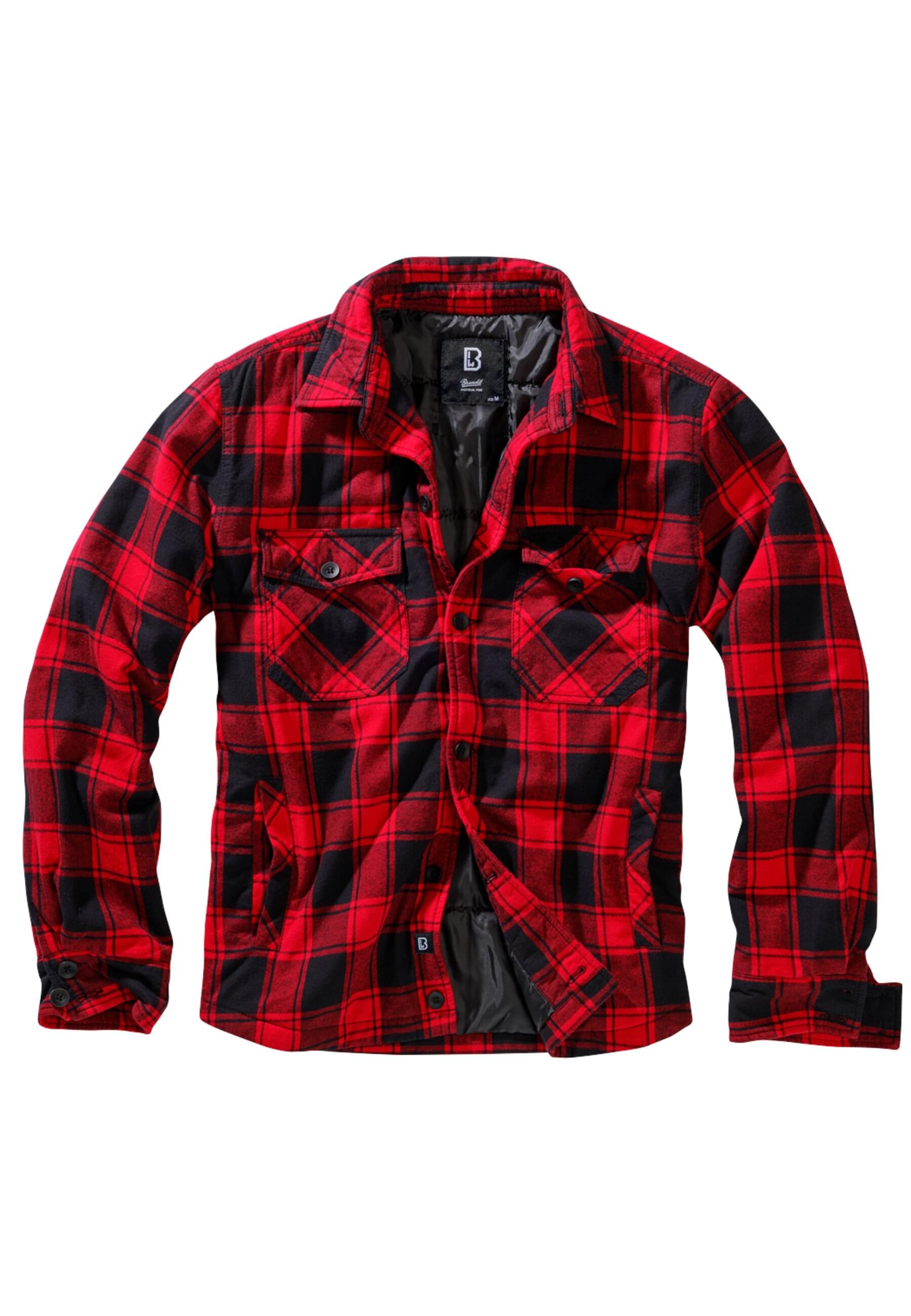 Funktionsmantel BRANDIT "Brandit Herren Lumberjacket", Herren, Gr. M, rot, schwarz, 100% Baumwolle, Mäntel