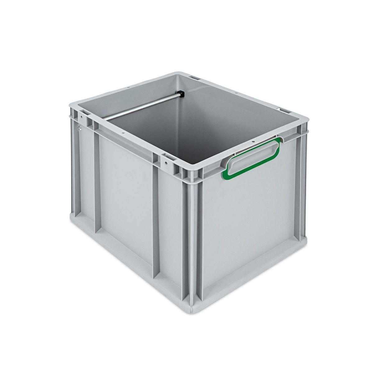 PROREGAL Hängeregisterbox NextGen, HxBxT 32x30x40cm, 30 Liter, Griffe grün geschlossen, Grau, Eurobehälter, Transportbox, Transportbehälter Image