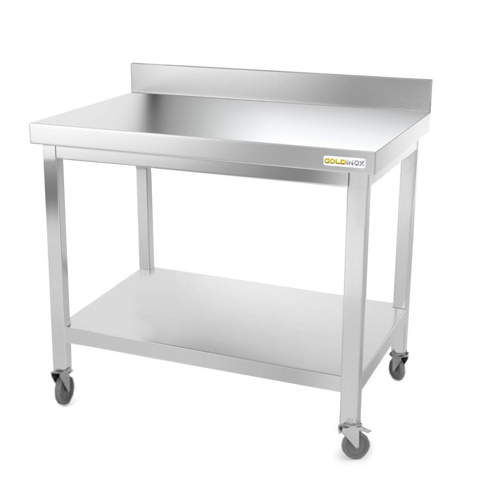 Arbeitstisch aus Edelstahl 1000 x 700 mm auf Rollen PREMIUM / GOLDINOX Image