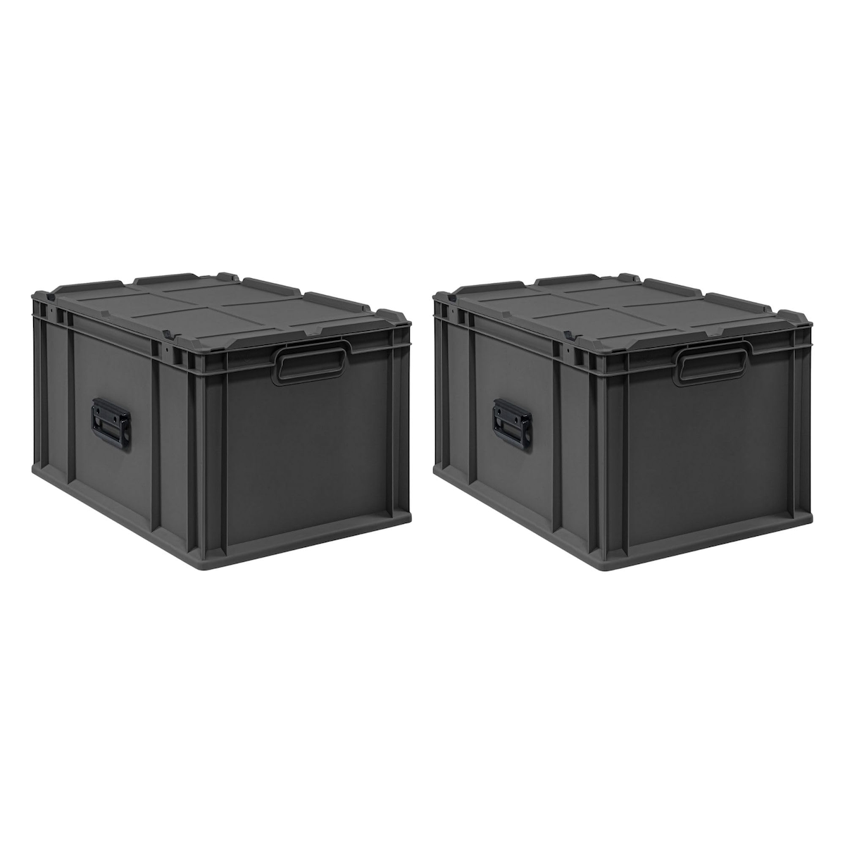 PROREGAL SuperSparSet 2x Eurobox NextGen Portable, HxBxT 33,5x40x60cm, 65 Liter, Schwarz, Eurobehälter, Transportbox, Transportbehälter Image