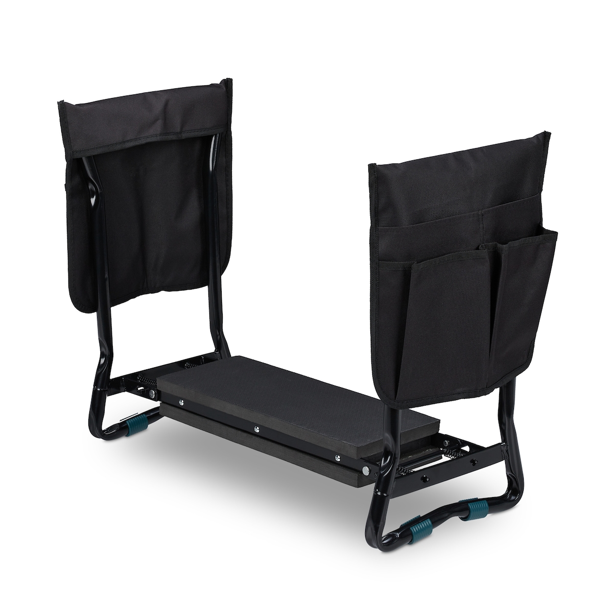 Relaxdays Kniebank für Gartenarbeit, klappbar, bis 150kg, inkl. 2 Taschen, gepolsterte Kniehilfe, 50x60x27,5 cm, schwarz Image