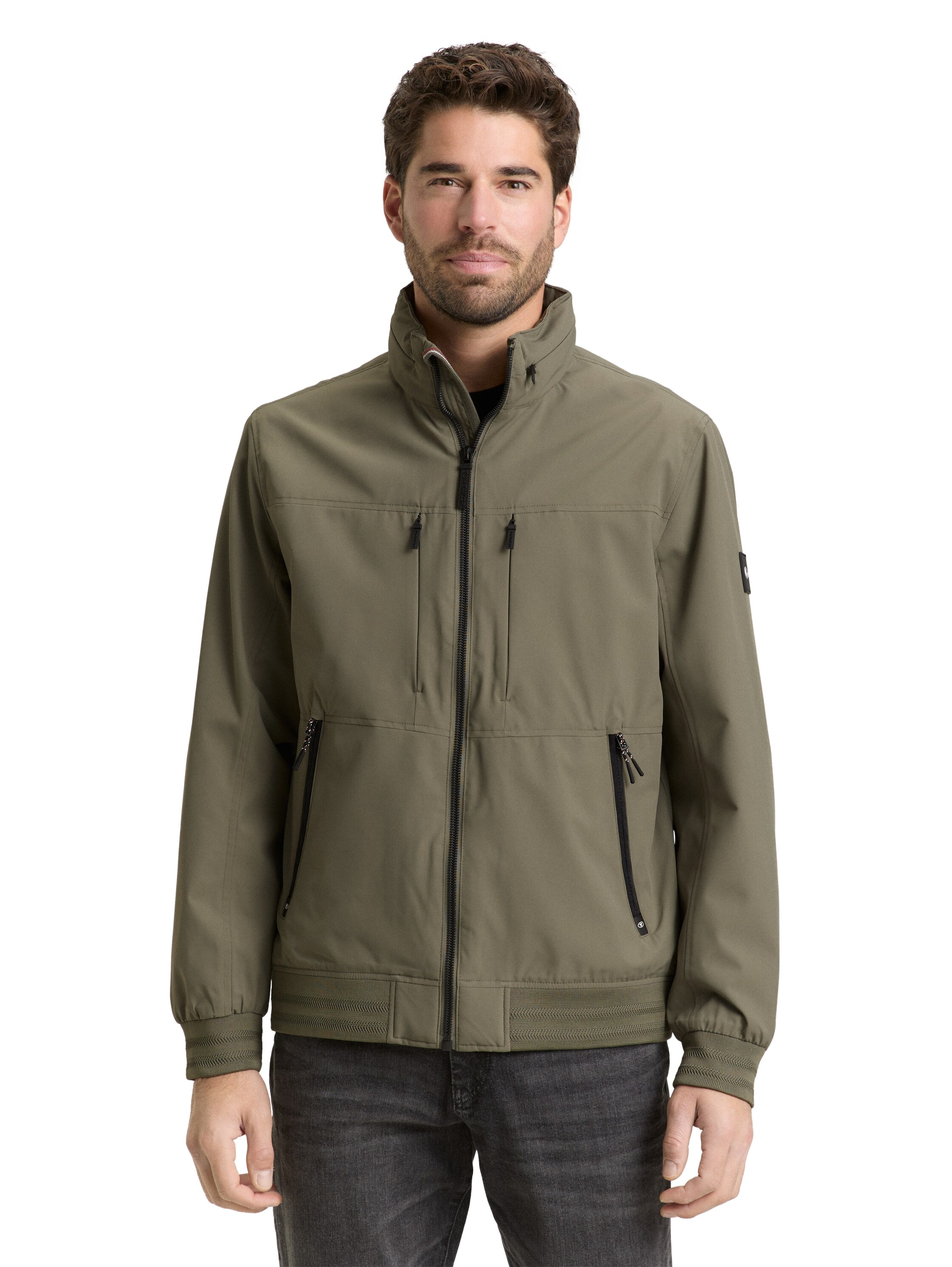 Blouson TOM TAILOR, Herren, Gr. M, faded leaf grün, Web, Obermaterial: 100% Polyester. Futter: 100% Polyester, unifarben, regular fit normal, elastischer Bund, Jacken Blouson, mit elastischem Bund