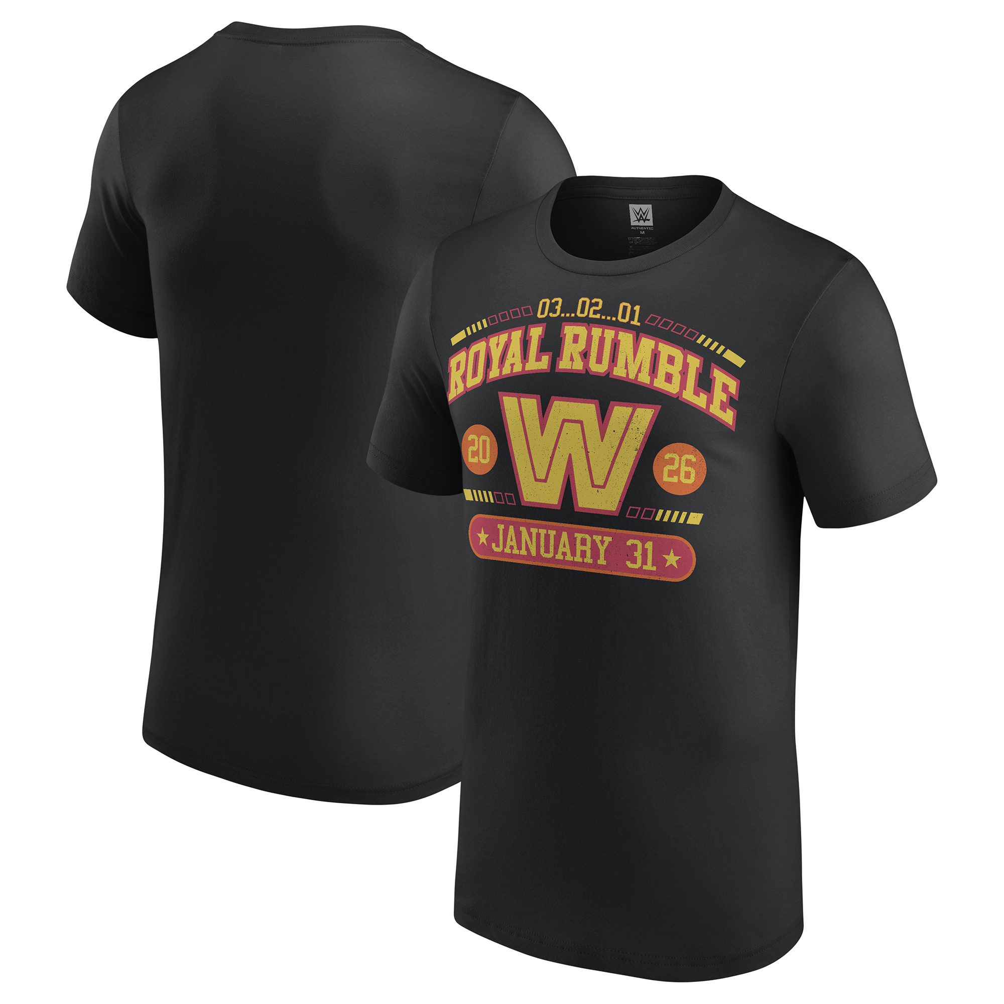 Schwarzes Herren-Retro-T-Shirt „Royal Rumble 2026“ Image