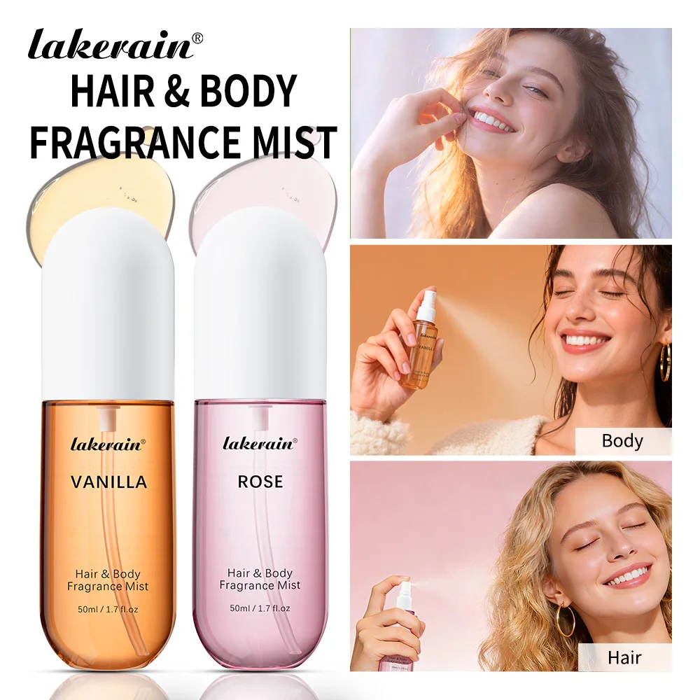 2 Pcs Vanilla Rose Fragrance Spray Hair & Body Fragrance Mist Fresh Long Lasting Fragrance Perfume Travel Size Freshener Spray