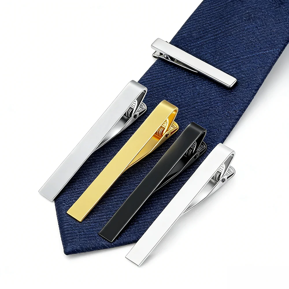 Pinces à cravate en métal pour hommes, Bar, chemises habillées, épingle à cravate pour cérémonie de mariage, couleur argent, accessoires pour hommes