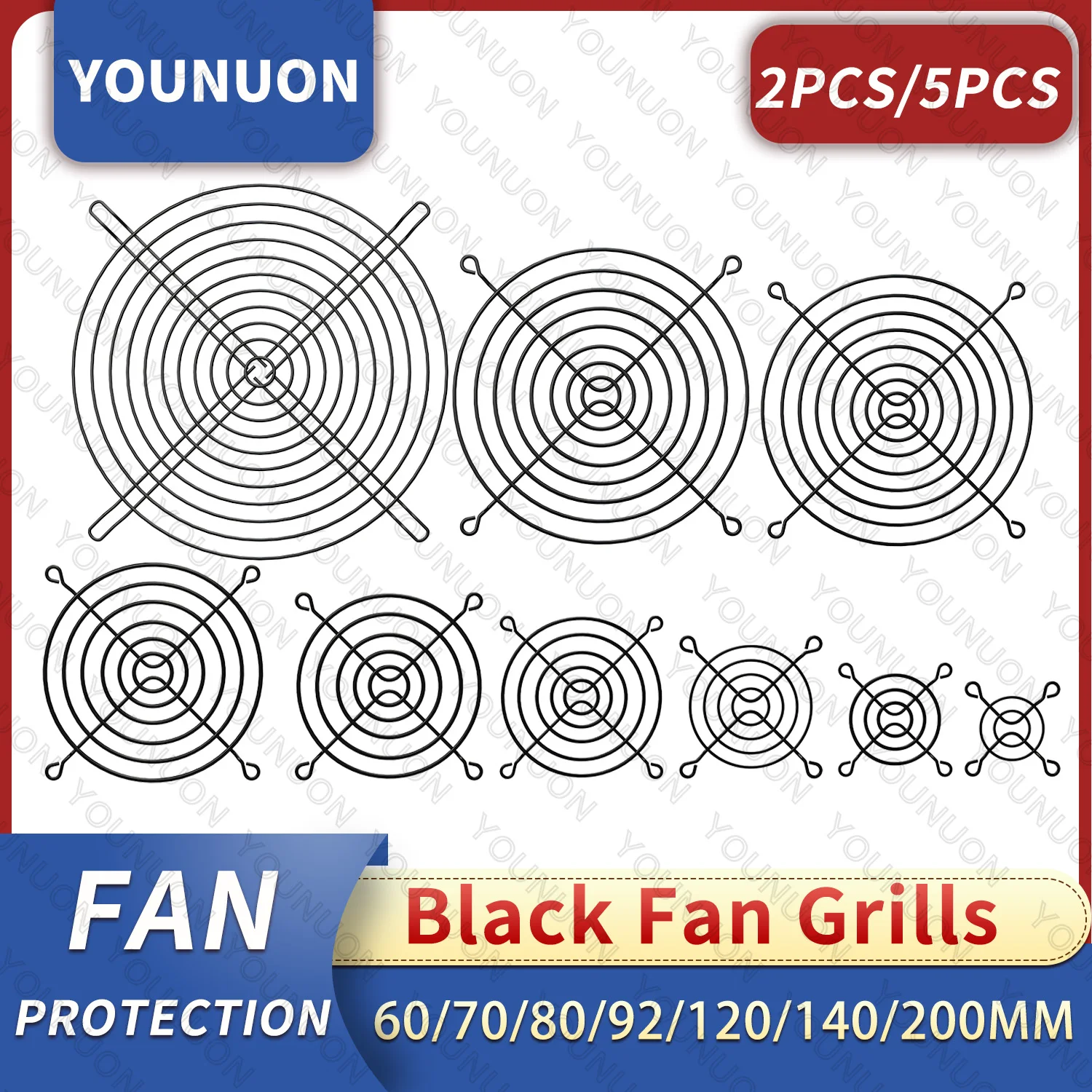 2PCS/5PCS 60mm 80mm 90mm 92mm 120mm 140mm Fan Grills metall Mesh Finger Schutz Schutz Net Fan Grill Computer Fall Fan Grill Image
