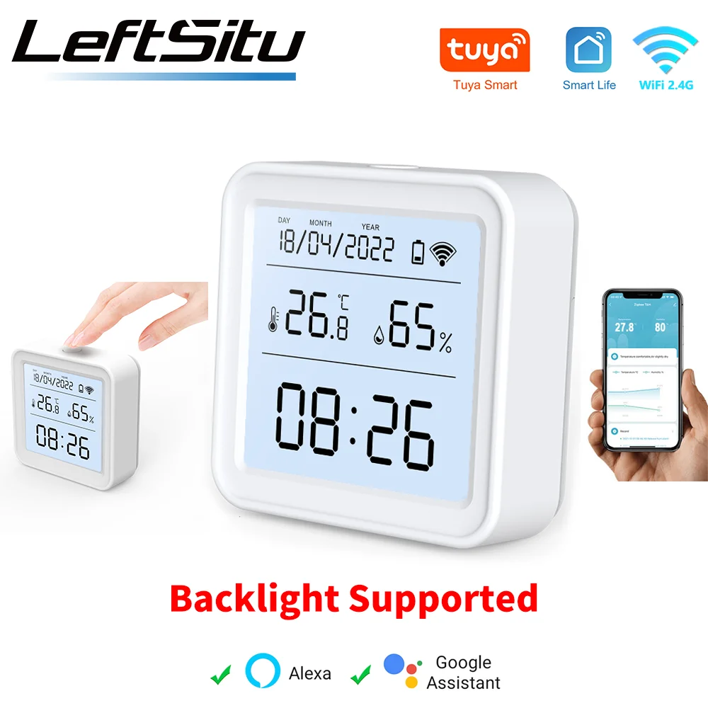 Tuya WIFI Temperatur Feuchtigkeit Sensor Innen Hygrometer Thermometer Detektor Smart Leben Fernbedienung Unterstützung Alexa Google Hause Image