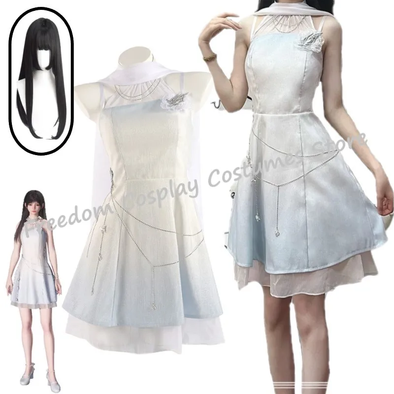 Spiel Love and Deepspace Heroine Zayne Xavier Rafayel Miss Hunter Cosplay Kostüm Perücke Kleid Kleid Frau Sexy Weißes Kleid Anzug