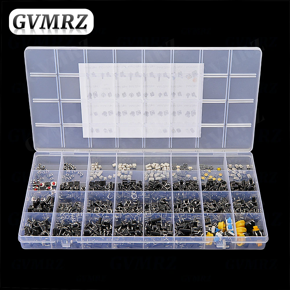 620 Stück 32 Werte taktiler Drucktastenschalter SMD Micro Momentary Tact Switch Sortiment Kit für Auto-Fernbedienung mit Box Image