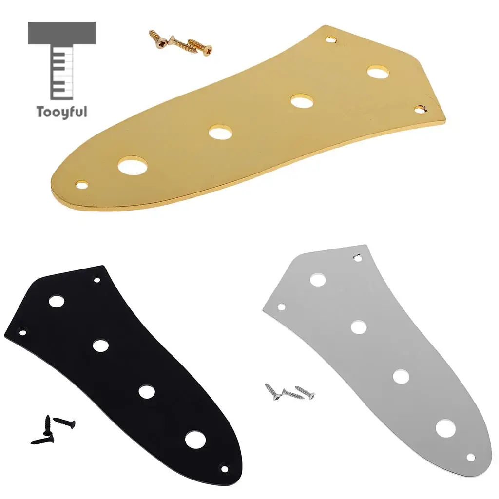 Tooyful 4-Loch-Vintage-Kontrollplatte aus Metall für Jazz JB Style Bassinstrumentenzubehör Image
