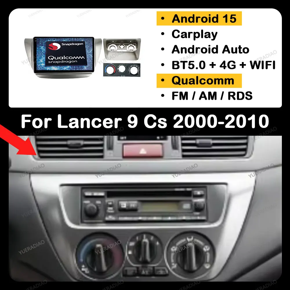 Android 15 Auto Radio Für Mitsubishi Lancer 9 CS 2000-2012 Multimedia Stereo Video Player GPS NAVI 4G WIFI carplay Auto QLED BT Image