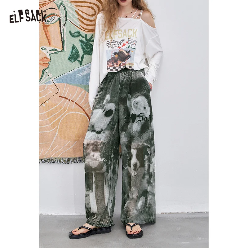 ELFSACK 2023 Sommer Neuheiten Rosa Cargo Casual Gerade Bein Breite Bein Hosen Für Frauen Image