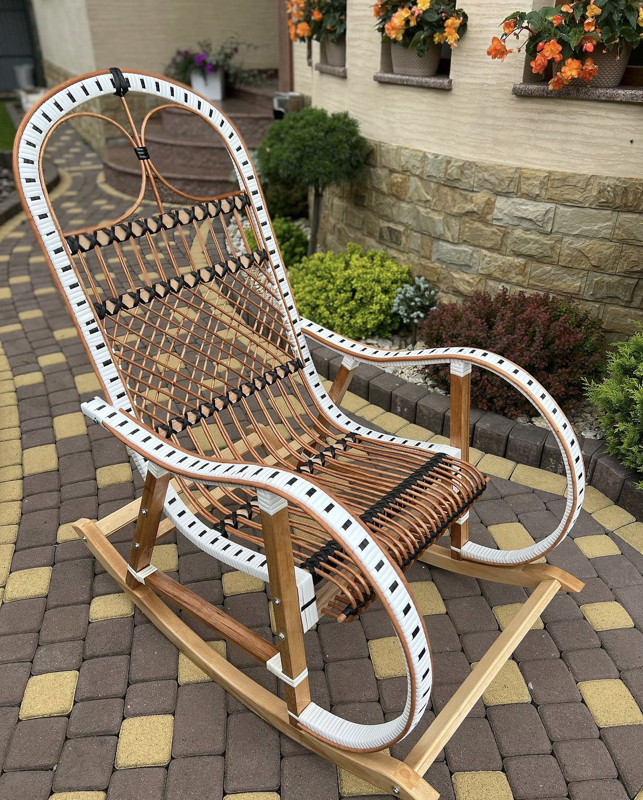 Sedia a dondolo in rattan, sedia a dondolo, sedia da relax, sedie da esterno per patio, sedia da camino, sedia da giardino, regalo per papà, sedia in