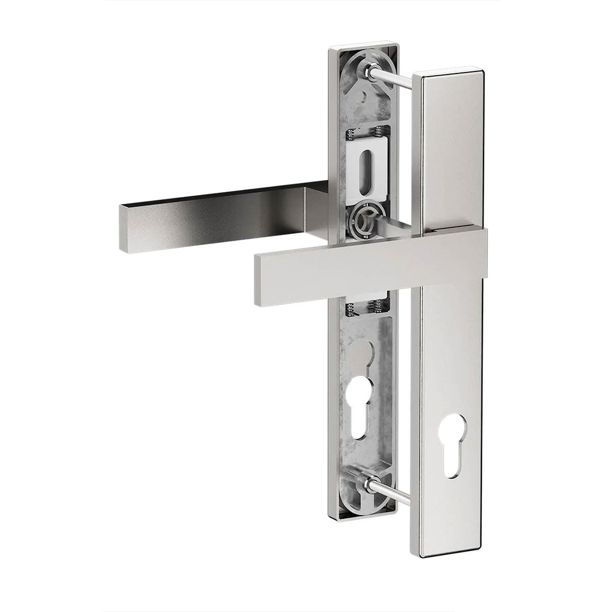 MS Beschläge Schmalrahmengarnitur Edelstahl-Optik - 92mm Türdrücker Rollladengriff TS 87-95mm Image