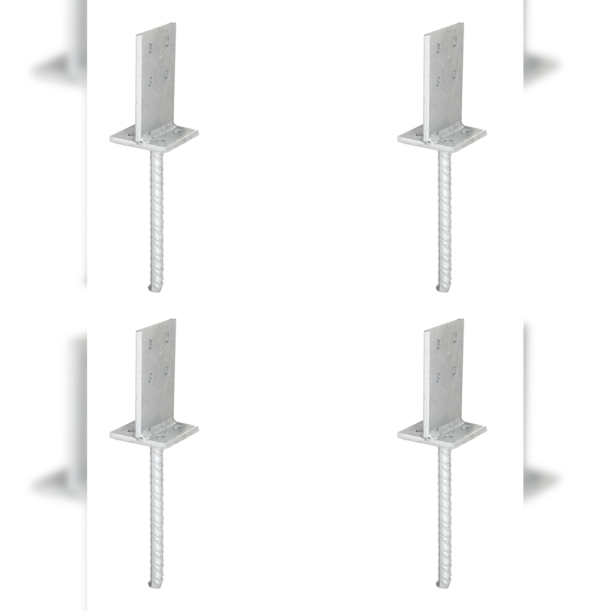 Alberts 4 x T-Pfostenträger mit Steg, Steg 130x80 mm, feuerverzinkt, zum Einbetonieren, Betonanker Ø16x200 mm, Platte 80 mm Image