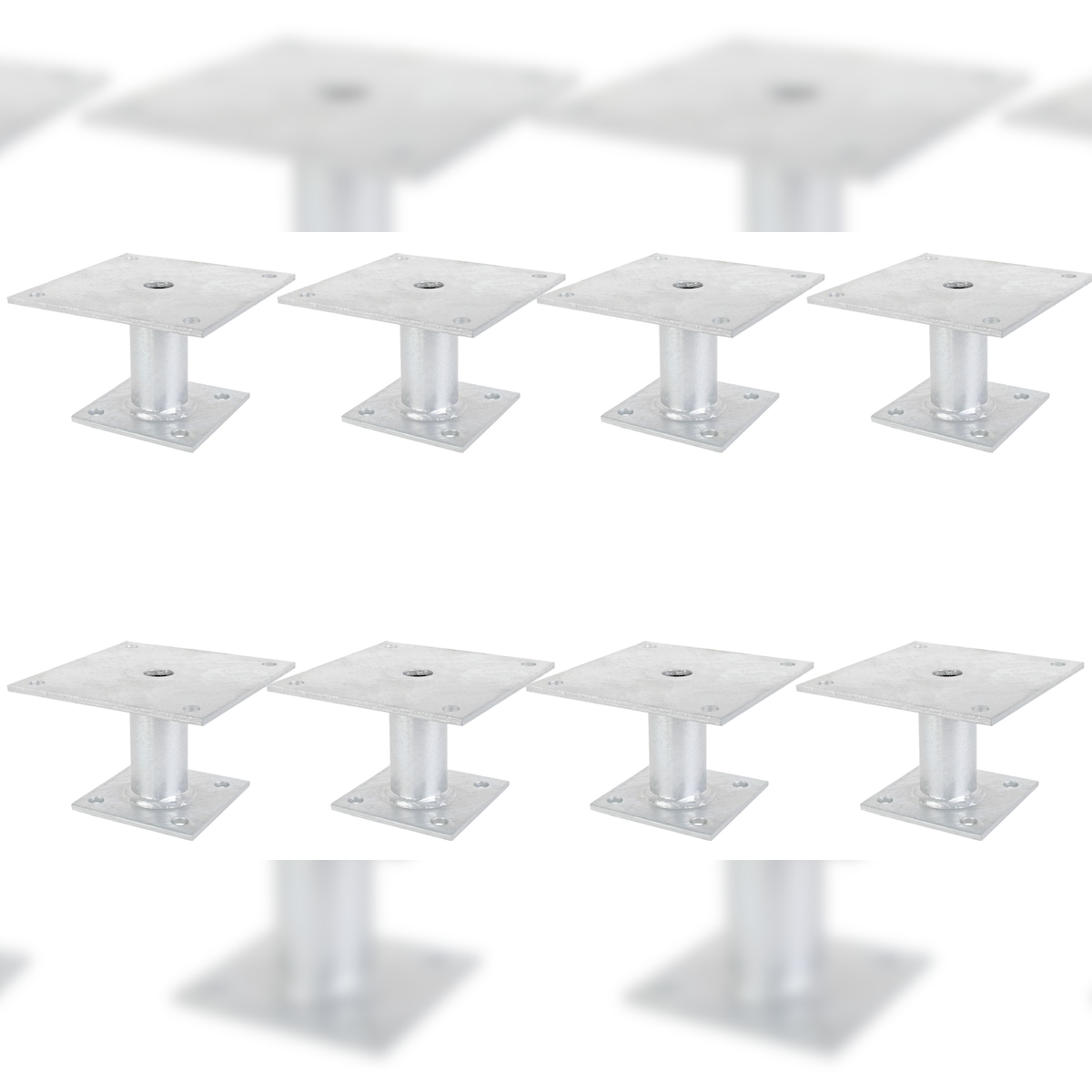 Alberts 8 x Pfostenträger, Platte 150x100 mm, Rohr-Ø 42 mm, feuerverzinkt, zum Aufschrauben Image