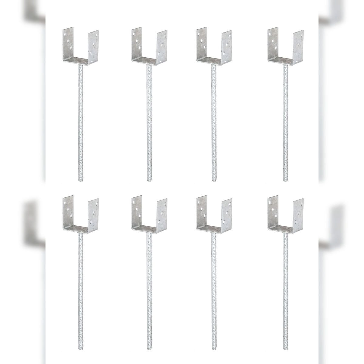 Alberts 8 x U-Pfostenträger, Riffelstahl-Betonanker, 121x121 mm, Betonanker 400 mm, feuerverzinkt, zum Einbetonieren Image