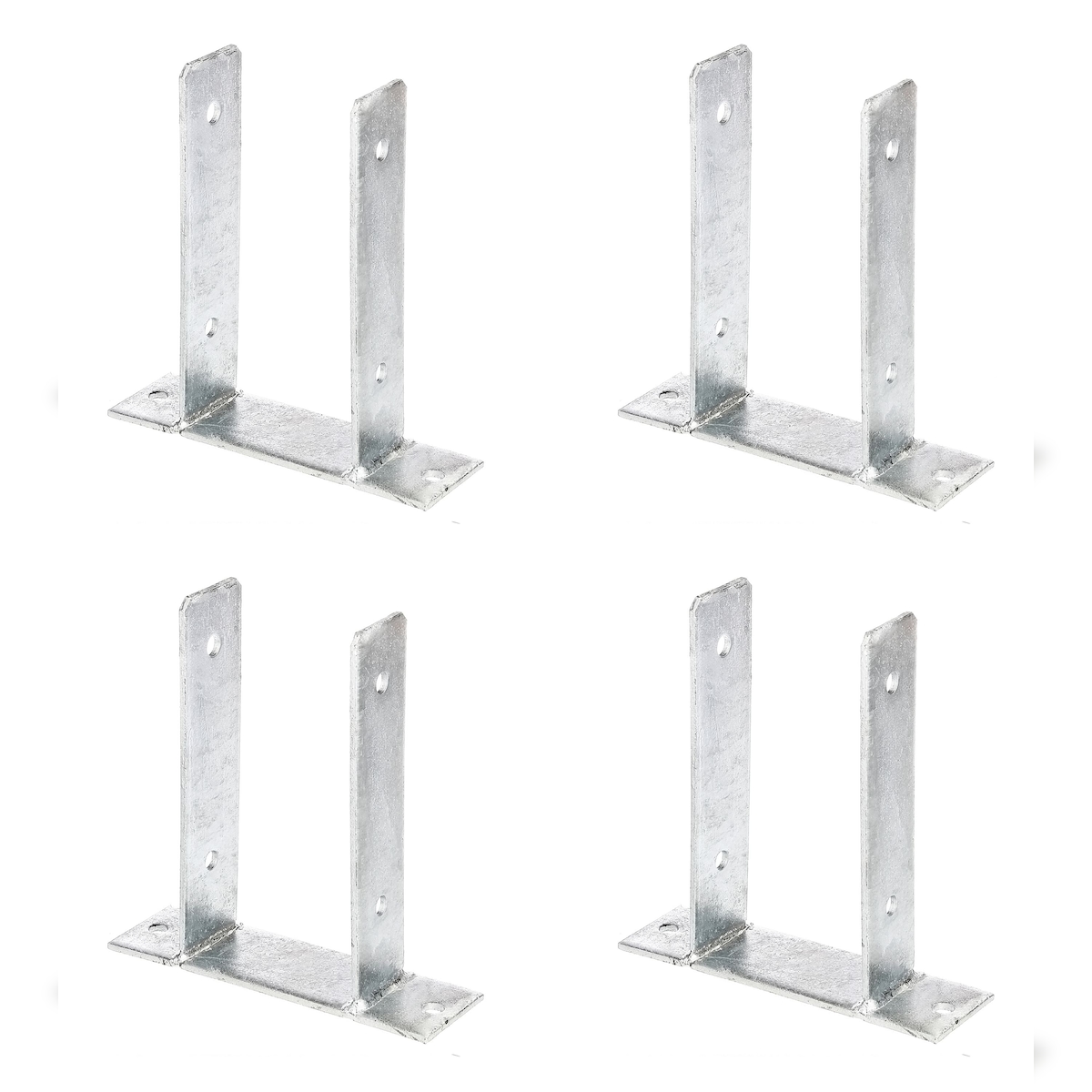 Alberts 4 x U-Pfostenträger, zum Aufschrauben, für Holzpfosten 101 mm, Höhe 200 mm, feuerverzinkt Image