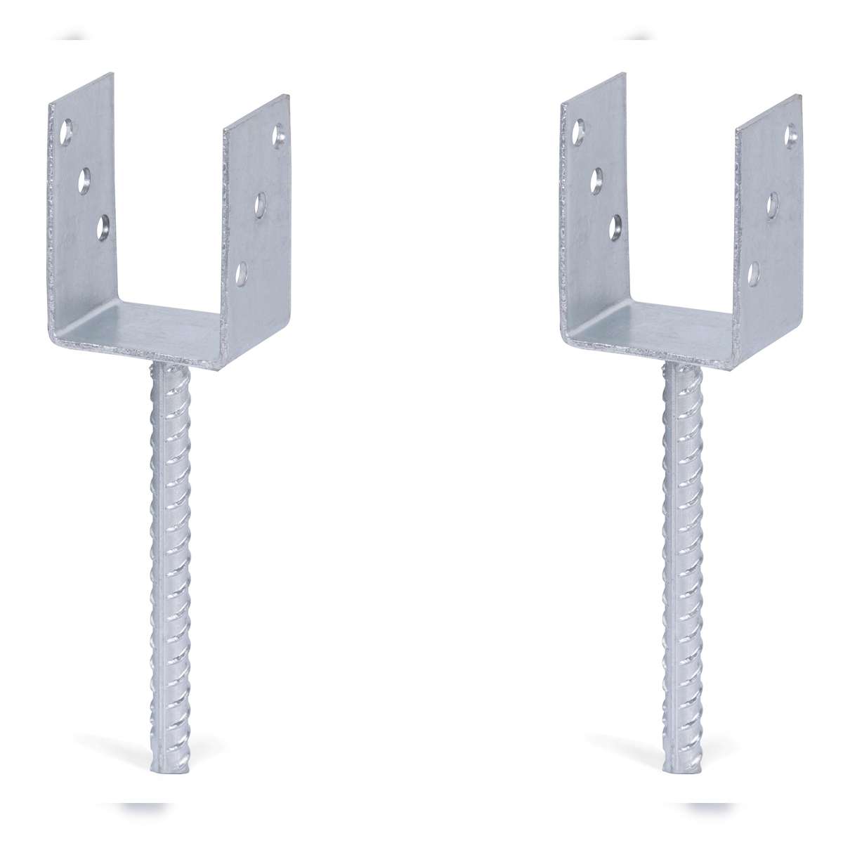 Alberts 2 x U-Pfostenträger mit Riffelstahl-Betonanker, 81x104 mm, Betonanker 200 mm, feuerverzinkt, zum Einbetonieren Image