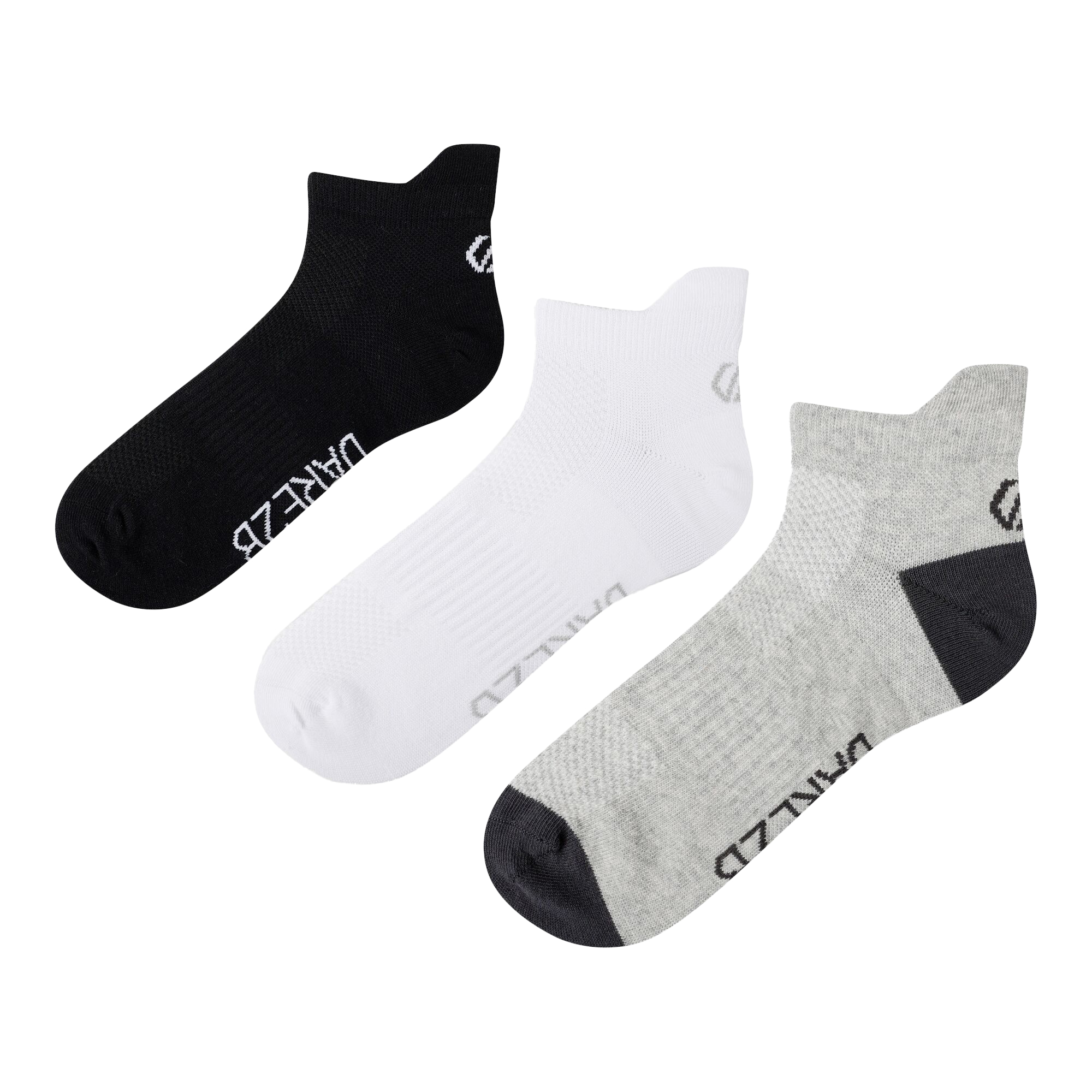 Dare 2B - "Movement" Sneaker-Socken für Herren/Damen Unisex(3er-Pack) (Schwarz/Weiß/Grau meliert)