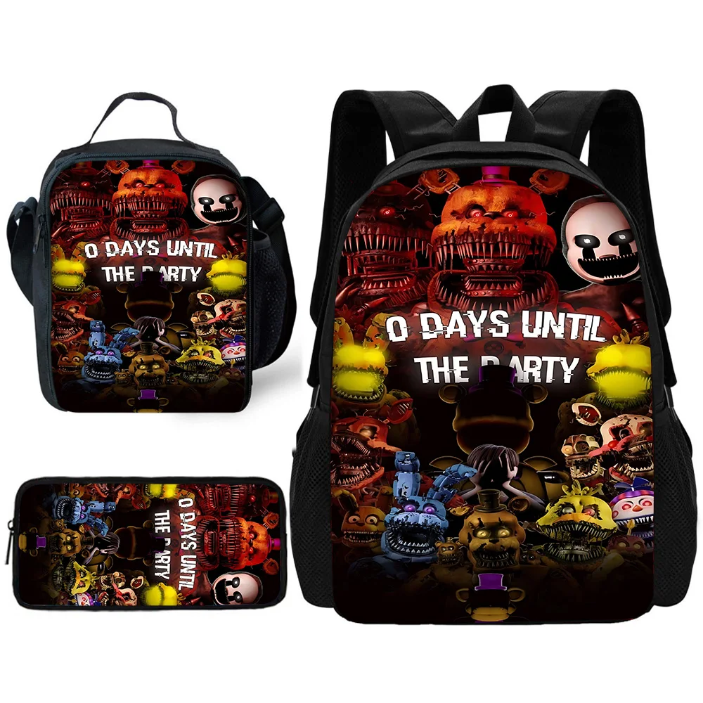 Sac à dos d'école pour enfants, Anime F-Five Nights At FreddysS, avec sacs à déjeuner, sacs à crayons, sacs d'école pour garçons et filles, meilleur cadeau