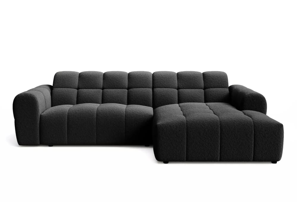 Canapé d'angle 4 places - Noir - Droit