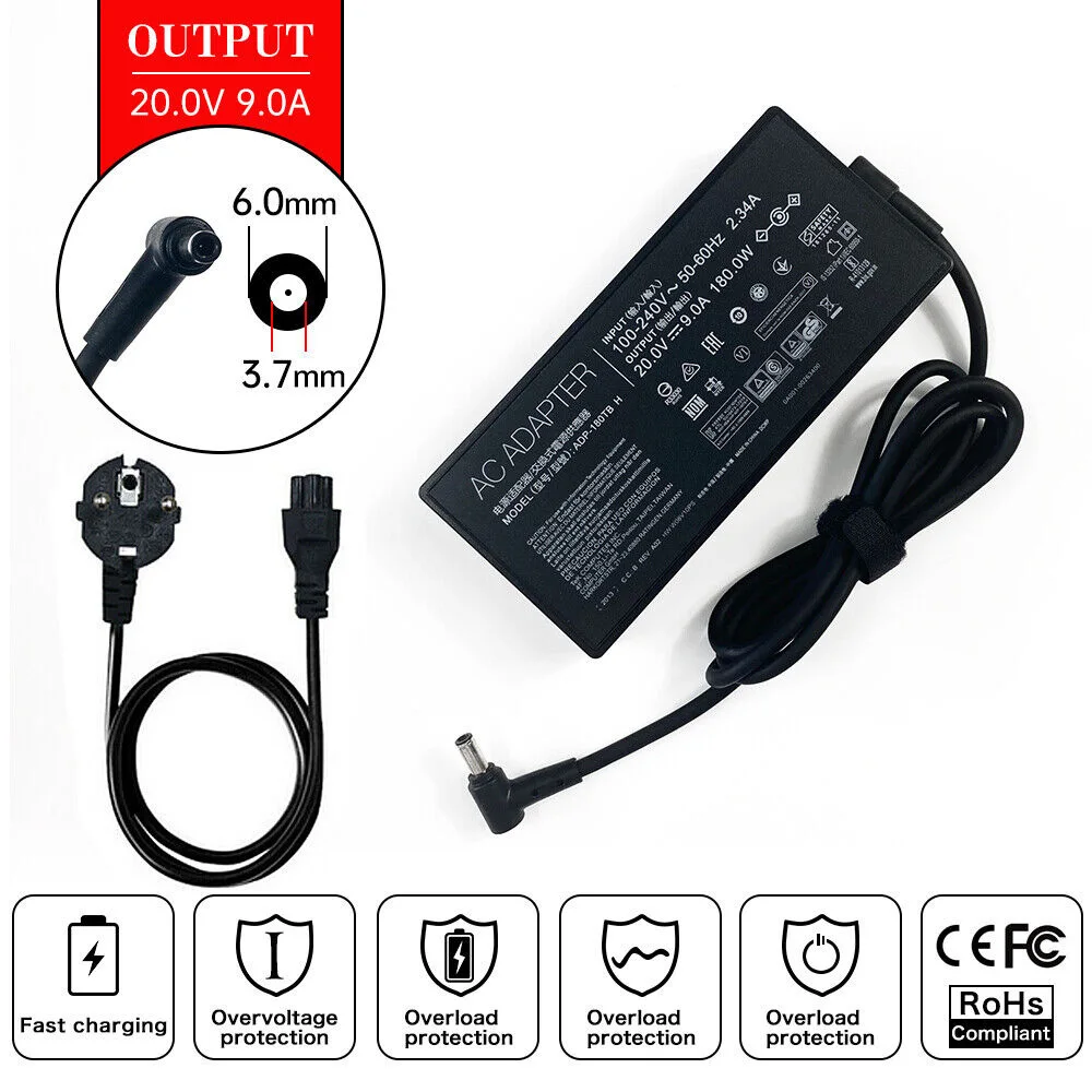 20V 9A 180W 6,0*3,7MM Ladegerät ADP-180TB H Laptop AC Adapter Für Asus ROG Zephyrus G14 G15 GA401IV GA502DU TUF505DU FX506L A17 Image