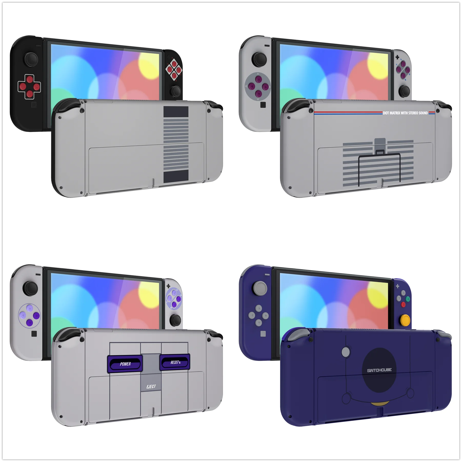 eXtremeRate Custom Full Set Shell, Ersatz-Rückplatte aus Metall, Joycon-Gehäuseknöpfe für Nintendo Switch OLED Image