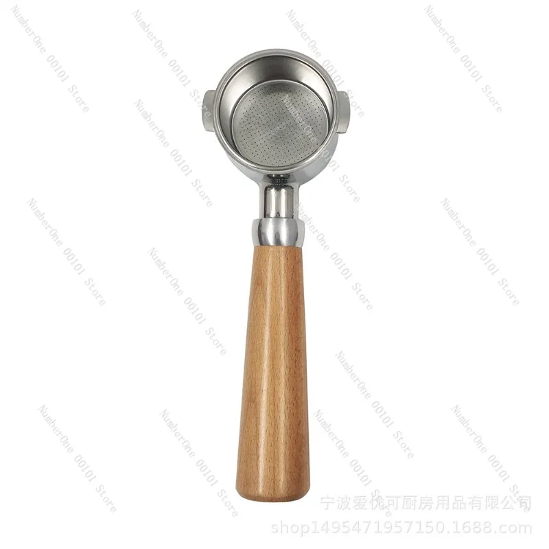 Italienische Kaffeemaschine, bodenloser Siebträger, Edelstahl 54 mm, kompatibel mit Platinum 8 Series Three-Ear-Massivholz Image