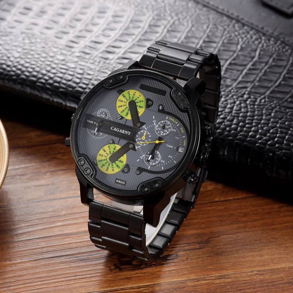 Hohe Qualität Uhren Männer Luxus Edelstahl Band Große Zifferblatt Quarz Armbanduhren Männlich Uhr Relogio Masculino Drop Verschiffen Image