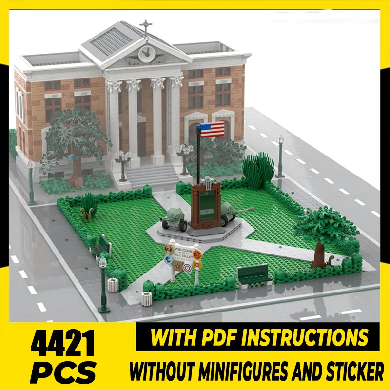 Moc-Bausteine 1955, Park von Back to the Future/Courthouse Mall, Modelltechnik, Ziegel, DIY-Montage, Konstruktion, Spielzeug, Geschenke Image