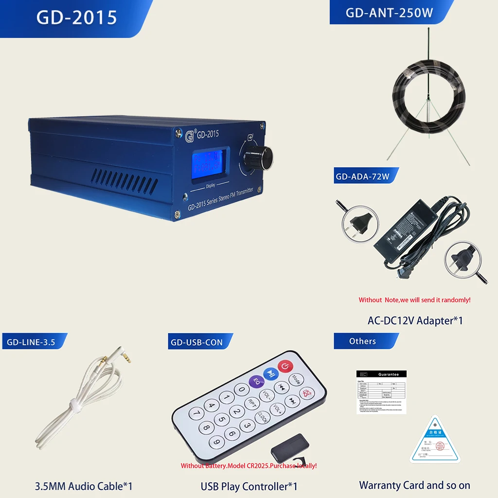 GD-2015-ALL1 QN8007 FM Sender + 1/4 welle Antenne FM Radio Station Radio Broadcast Sender QN8007 chip 87,5-108 Mhz Image