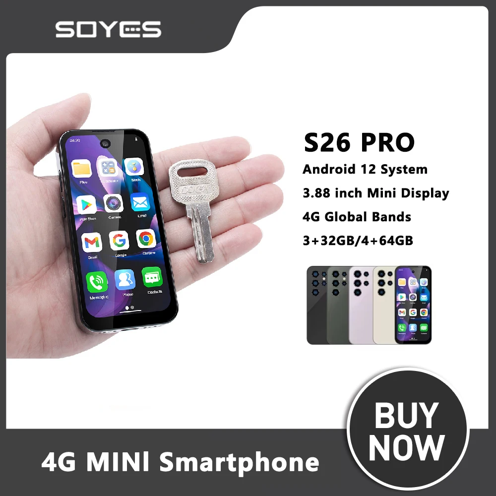 SOYES XS26 pro Kleines Telefon 4 GB + 64 GB 3,88 Zoll Android 12.0 Dual SIM Standby 4G Mini Smartphone 1950 mAh Wifi GPS Globale Version Image