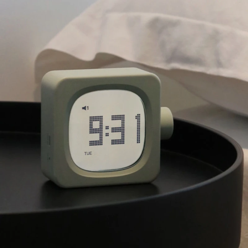 Muid Wecker Timer USB-Aufladung Multifunktionaler Nachttisch-Wecker mit Einstellbarem Licht Intelligenter Kleiner Blockwecker Image