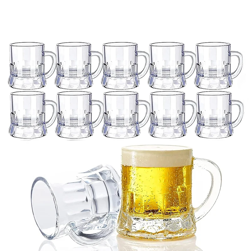12 Stück Mini Bierkrug Schnaps gläser, schwere Basis klare Mini Bierkrüge, kleine Schuss becher für Party getränk, Bier Image