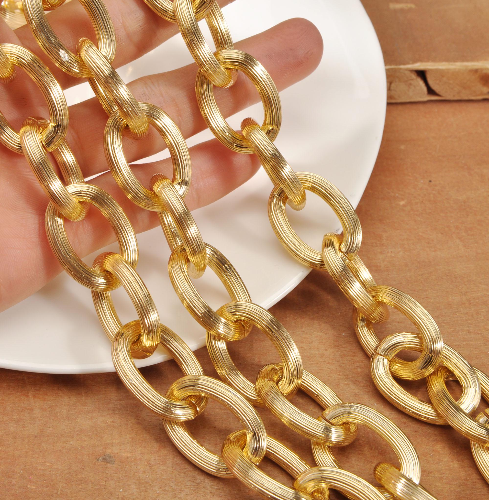 Catena in alluminio, 1 metro-3,3 piedi, Catena, Catena ovale, Catena color oro, Catena a maglie aperte, Catena per collana, Catena per borsa, Catena g
