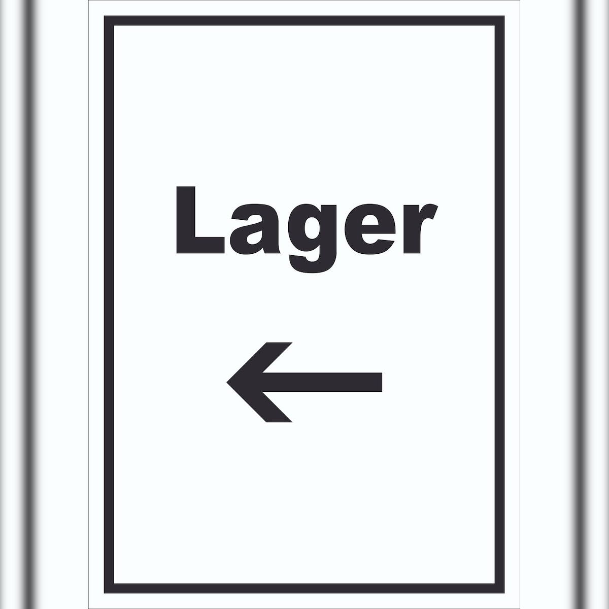 HB-Druck Lager Schild mit Text und Richtungspfeil links Storage Warenlager hochkant A1 (594x841mm) Image