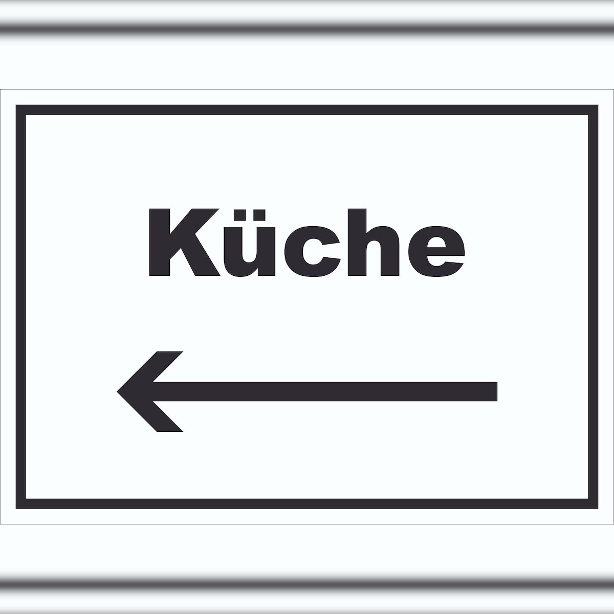 HB-Druck Küche Schild mit Text und Richtungspfeil links Kitchen cucina waagerecht A0 Rückseite selbstklebend Image