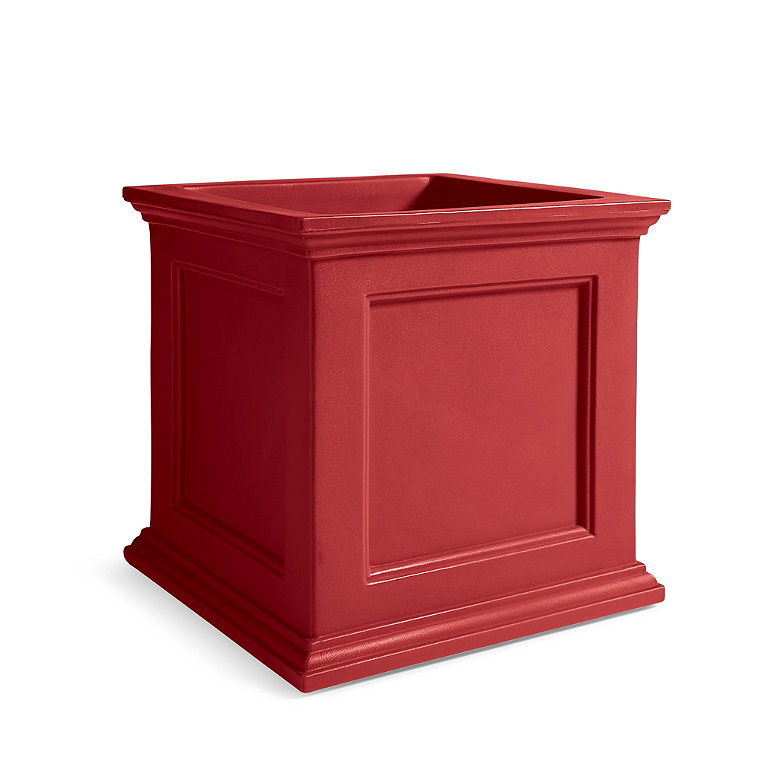 Devon Easy-Care Square Planter - Red, Red/24" H - Grandin Road