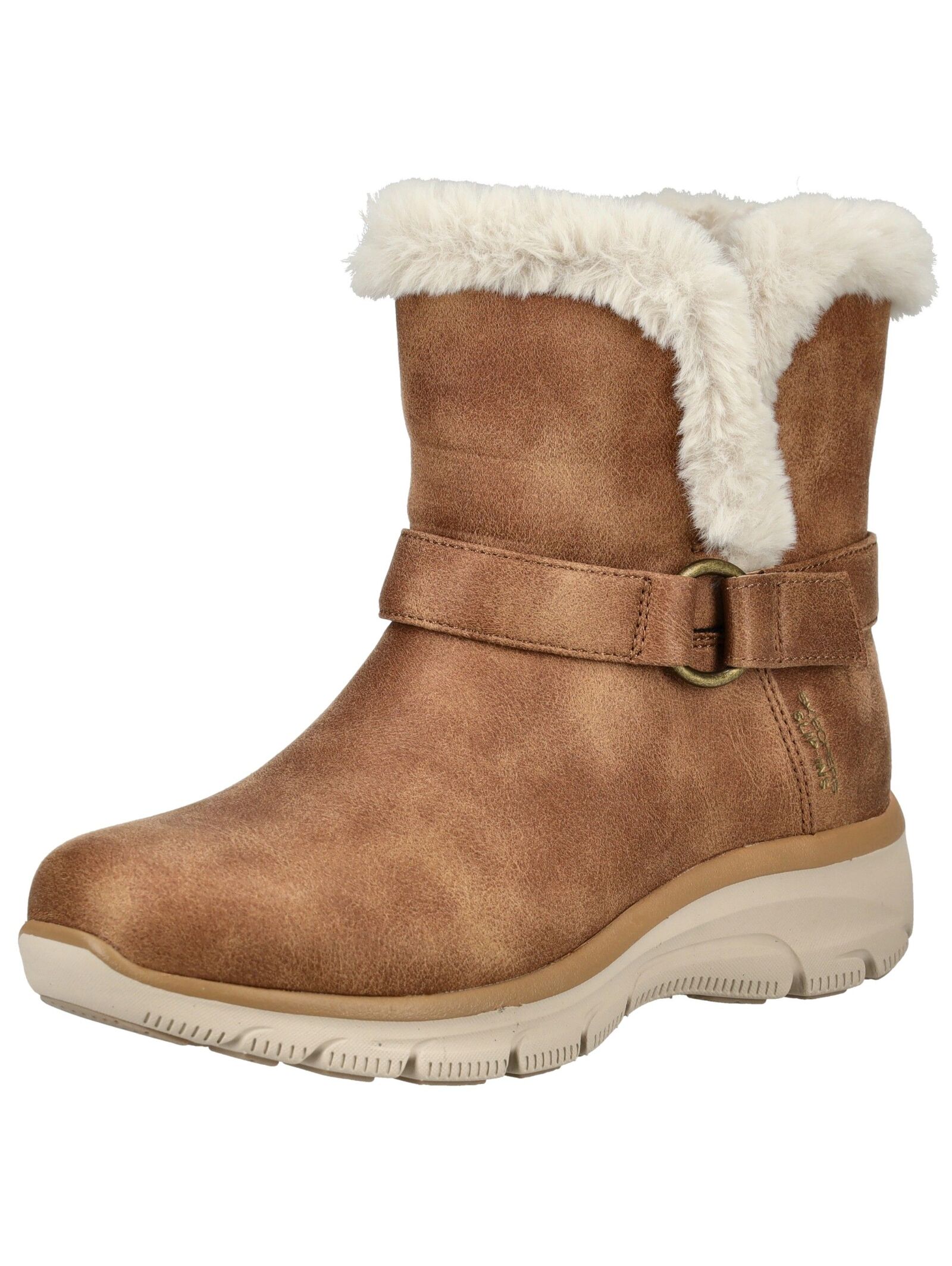 Stiefelette SKECHERS "Skechers Stiefelette Lederimitat/Textil", Damen, Gr. 38, mittelbraun, Lederimitat, Textil, Schuhe Stiefelette