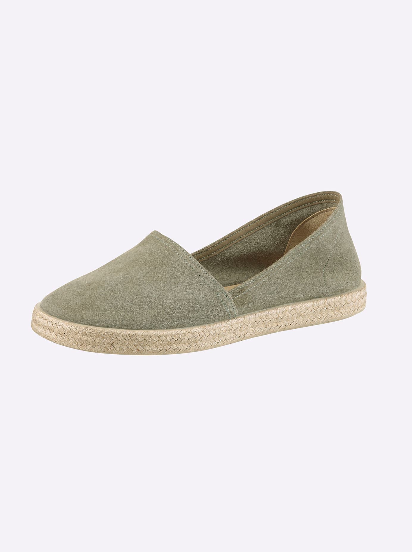 Slipper CASUAL LOOKS, Damen, Gr. 36, eucalyptus, Veloursleder, Schuhe Slipper