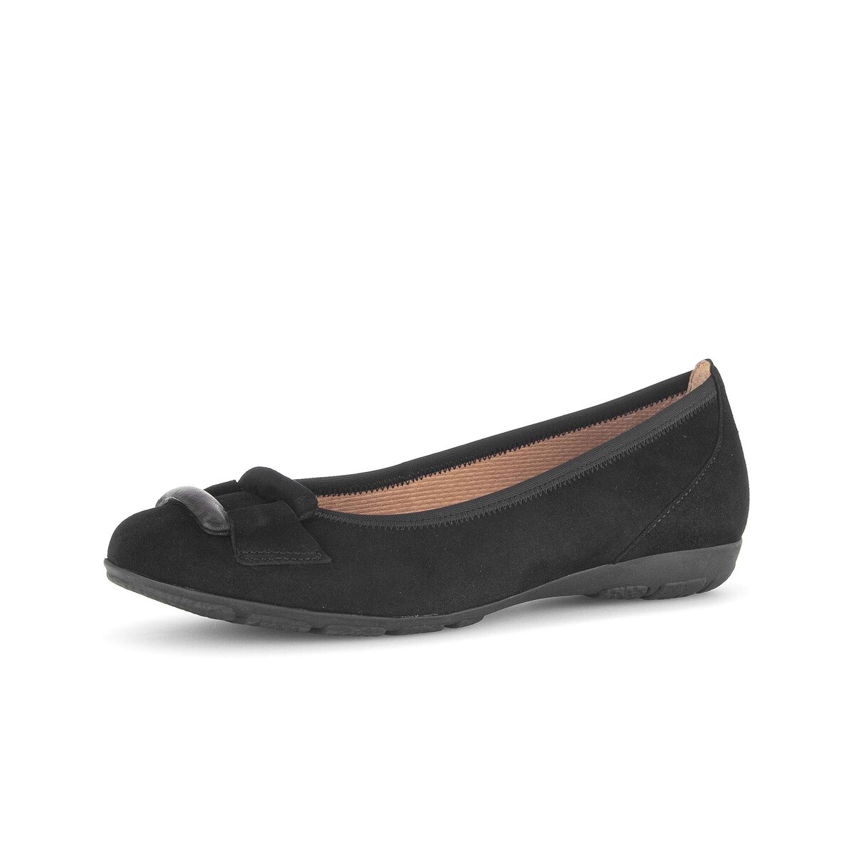 Ballerina GABOR "Sportliche Ballerina Rauleder", Damen, Gr. 39, schwarz, Schuhe Ballerina