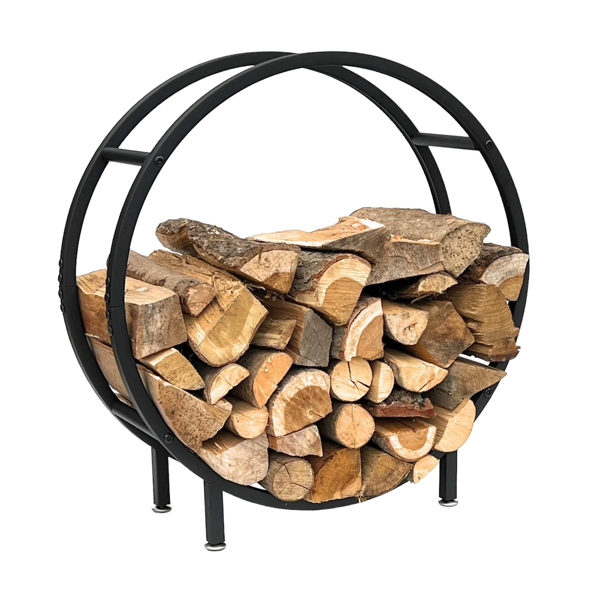 DanDiBo Kaminholzregal Innen Metall Schwarz Stehend Rund 60 cm Kaminholzständer 96468 Kaminholzhalter Brennholzregal Feuerholzregal Image