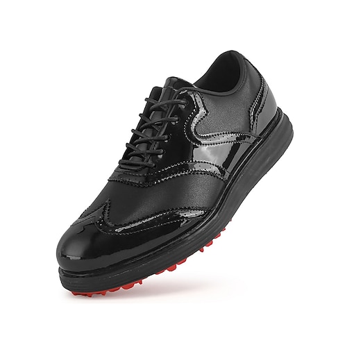 Herren-Golfschuhe in Rot und Weiß, atmungsaktives Obermaterial mit griffiger Außensohle, leichter Tragekomfort, ideal für Golfspieler und Outdoor-Sportarten Image