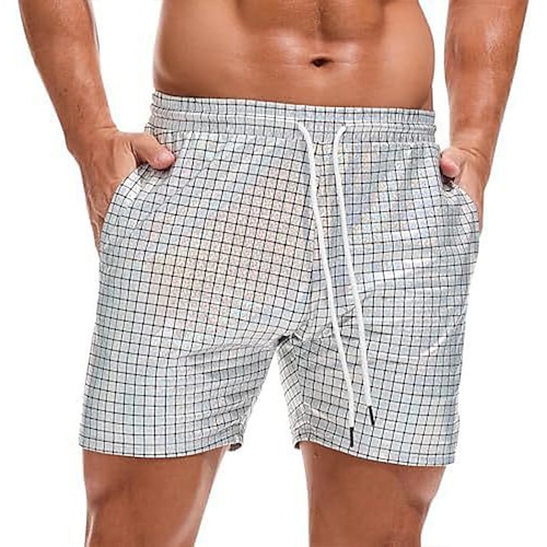 Herren Disco-Shorts Shorts Figurbetont Freizeitshorts Tasche Elastischer Bund Rein Einfach Einheitliche Farbe Komfort Atmungsaktiv Über dem Knie Abschlussball Urlaub Club Urlaub Mode Blau Silber Image