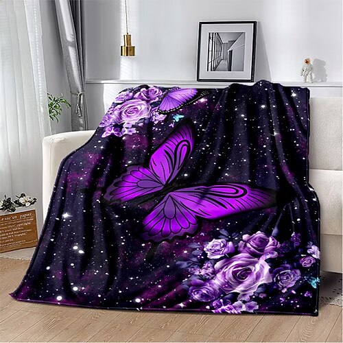 Fleecedecken Überwurfdecke für die Couch Schmetterling Klassisch Modern 3D Sofa Bett Dekorative Decke Warme Decke Wohndeko Image